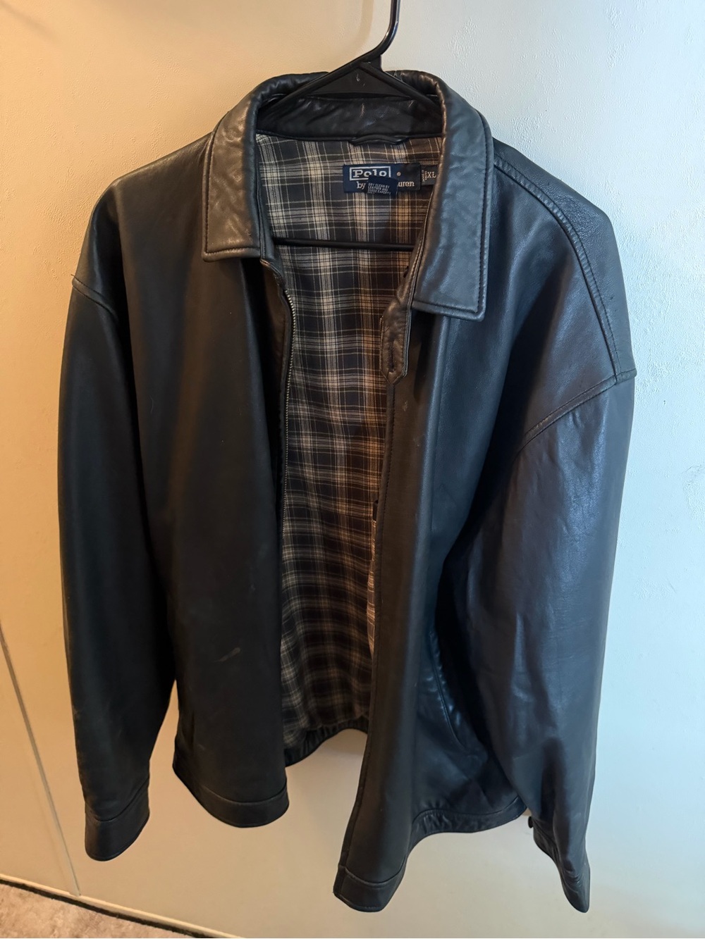 Ralph Lauren Black Leather Bomber Jacket